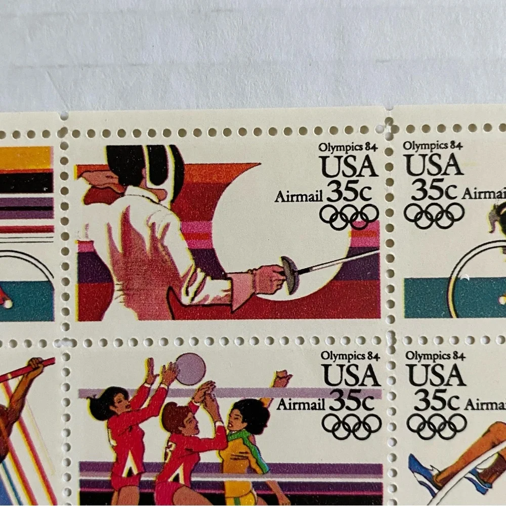 Olympic Stamps Scott C109-112 1984 SUMMER Full Sheet US 35¢ Airmail Stamps MNH